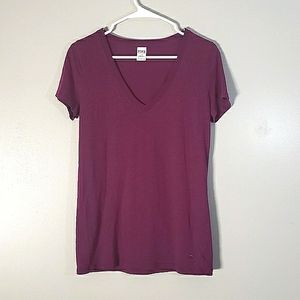 VS Pink v-neck tee, size large